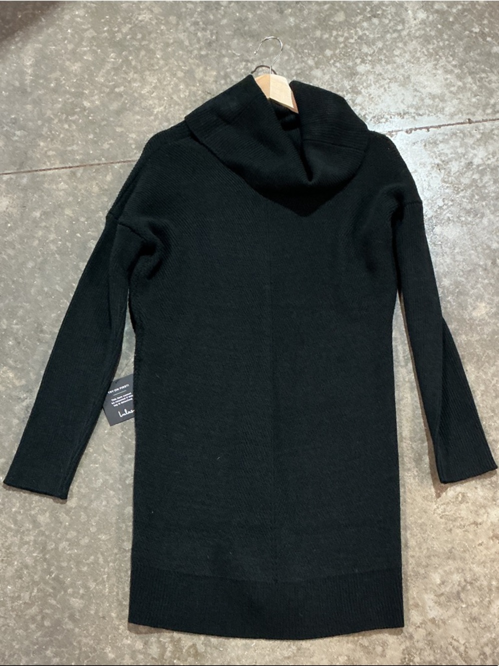 Lulus Black Ribbed Knit Turtleneck Sweater Dress Size Medium NWT